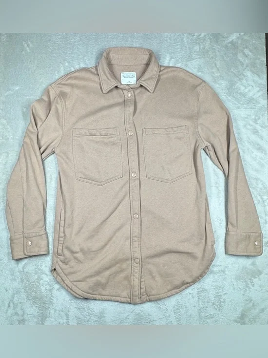 Abercrombie & Fitch Women’s Soft A and F Fleece Button Front Tan Jacket Medium - Picture 1 of 15